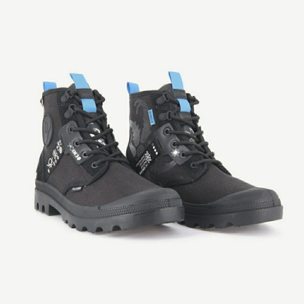 Palladium Pampa X Destiny 2 Moto Combat Boots Men Size: 7 Black & Blue NWT - Picture 2 of 11